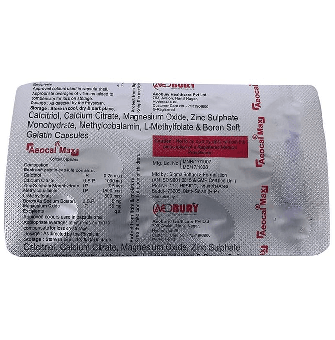Aeocal Max Softgel Capsule – b5a869bf-dd45-4c5e-96cc-1f454ffba326 by Aeobury Healthcare Pvt Ltd — photo 1 of 2