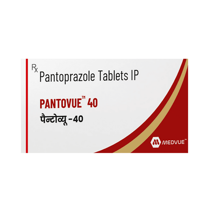Pantovue 40 Tablet – Pantoprazole (40mg) 40 mg by Medvue Remedies Pvt Ltd — photo 1 of 2