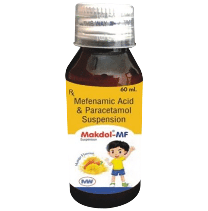 Makdol-MF Oral Suspension Mango – Mefenamic Acid (100mg/5ml) by Mak Well Healthcare Opc Private Limited
