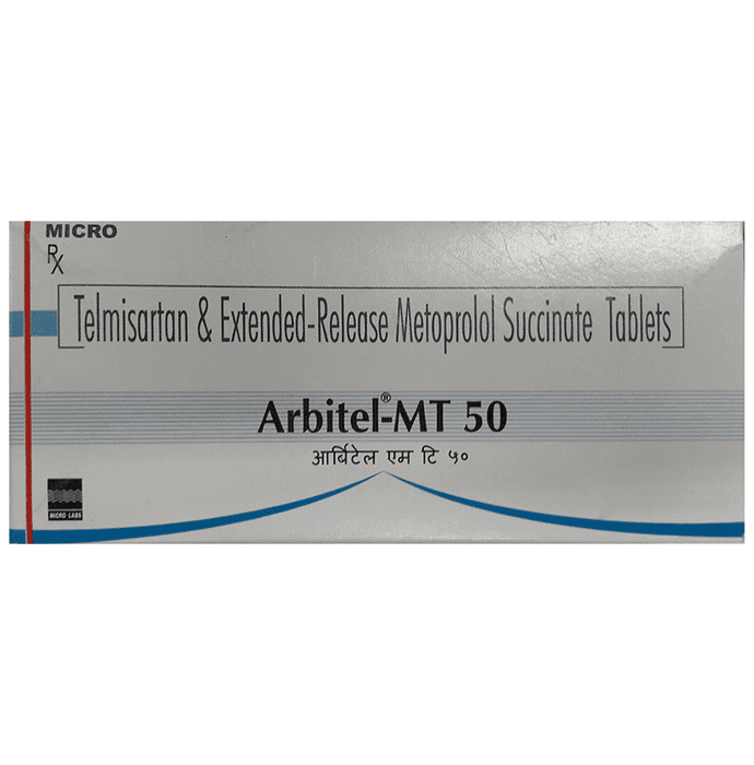 Arbitel-MT 50 Tablet ER – Telmisartan (40mg) 50 mg by Micro Labs Ltd — photo 1 of 3