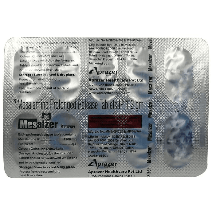 Mesalzer Tablet PR – Mesalazine (1200mg) by Aprazer Healthcare Pvt Ltd — photo 1 of 2