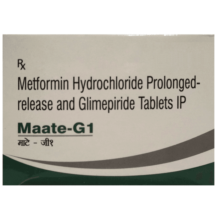 Maate-G 1 Tablet PR – Glimepiride (1mg) 1 mg by Mcastro Pharma — photo 1 of 2