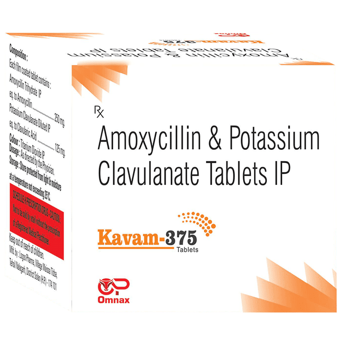 Kavam 375 Tablet – Amoxycillin (250mg) 375 mg by Omnax Pharmaceuticals Private Limited