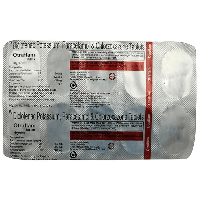 Otraflam Tablet – Chlorzoxazone (500mg) by Radicool Pharmaceutical Pvt Ltd — photo 1 of 2
