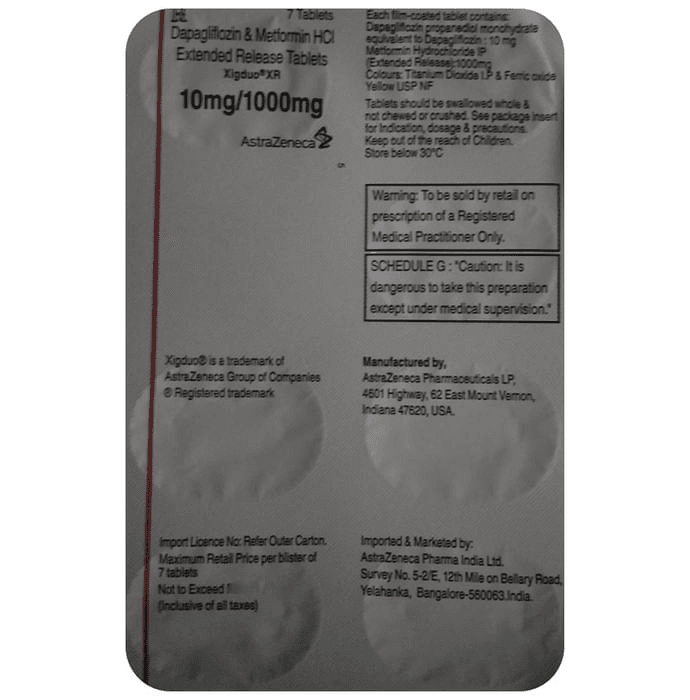 Xigduo XR 10mg/1000mg Tablet – Dapagliflozin (10mg) 10 mg by AstraZeneca — photo 1 of 2