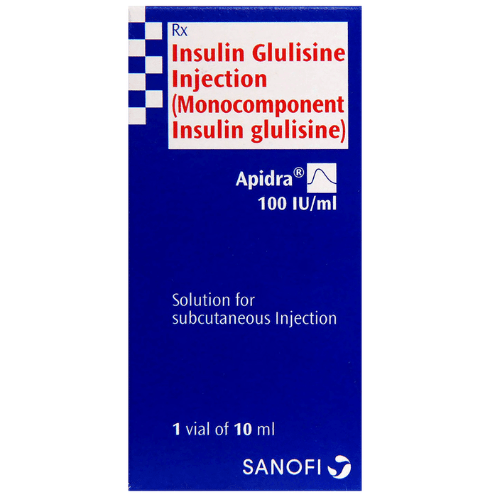 Apidra 100IU/ml Solution for Injection – Insulin Glulisine (100IU) 100 iu by Sanofi India Ltd — photo 1 of 3