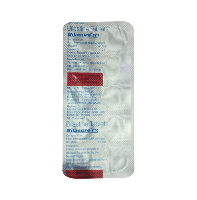 Bilasure 40 Tablet – e0cbeb8e-6e95-4a2b-a3da-663edefac0d4 by Sun Pharmaceutical Industries Ltd — photo 1 of 2