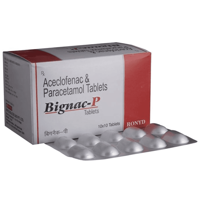 Bignac P Tablet – Aceclofenac (100mg) by Ronyd Healthcare Pvt Ltd — photo 1 of 6