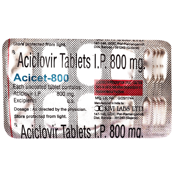 Acicet 800mg Tablet – Acyclovir (800mg) 800 mg by Kivi Labs Ltd — photo 1 of 2