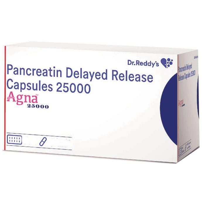 Agna 25000 Capsule DR – Pancreatin (350mg) 25000 mg by Dr Reddy's Laboratories Ltd