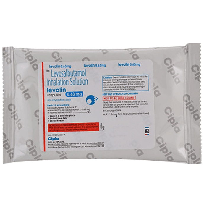 Levolin 0.63mg Respules – Levosalbutamol (0.63mg) 0.63 mg by Cipla Ltd — photo 1 of 2