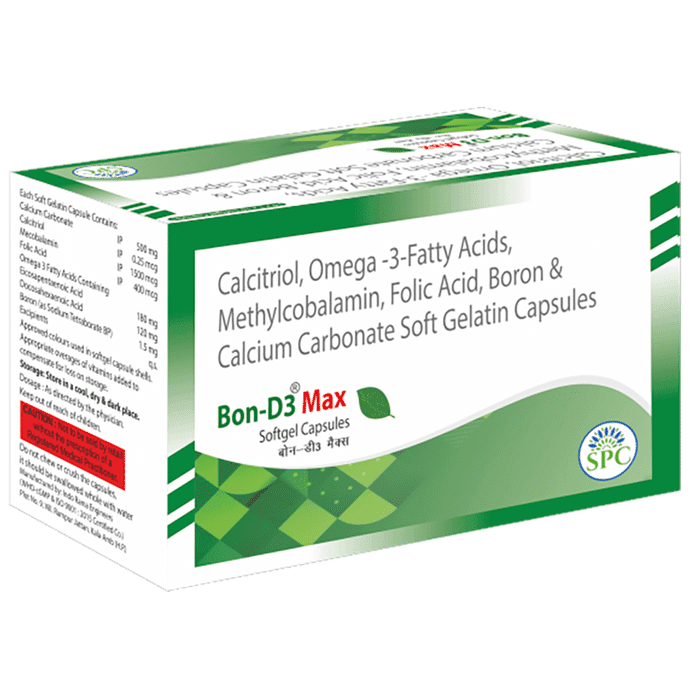Bon-D3 Max Softgel Capsule – Eicosapentaenoic Acid (180mg) by Spc Healthcare Private Limited — photo 1 of 2