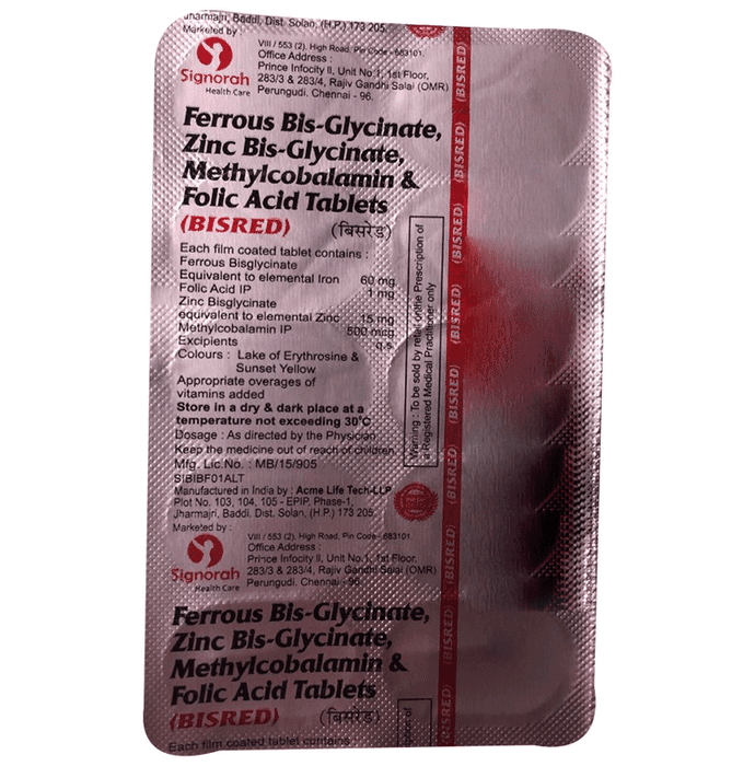 Bisred Tablet – Ferrous Bisglycinate (60mg) by Signorah Healthcare — photo 1 of 2