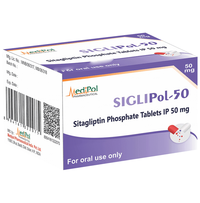 Siglipol 50 Tablet – Sitagliptin (50mg) 50 mg by Medipol Pharmaceuticals India Pvt Ltd — photo 1 of 2