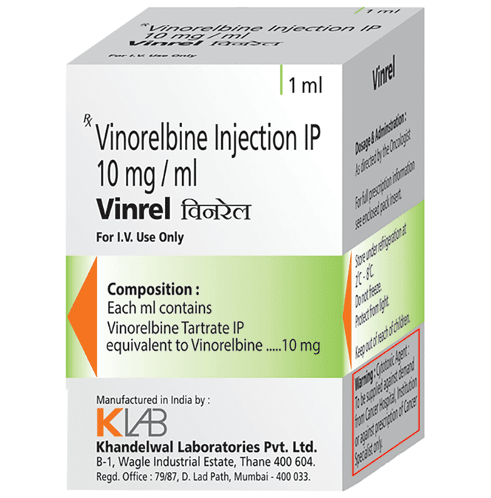 Vinrel 10mg Injection – Vinorelbine (10mg) 10 mg by Khandelwal Laboratories Pvt Ltd