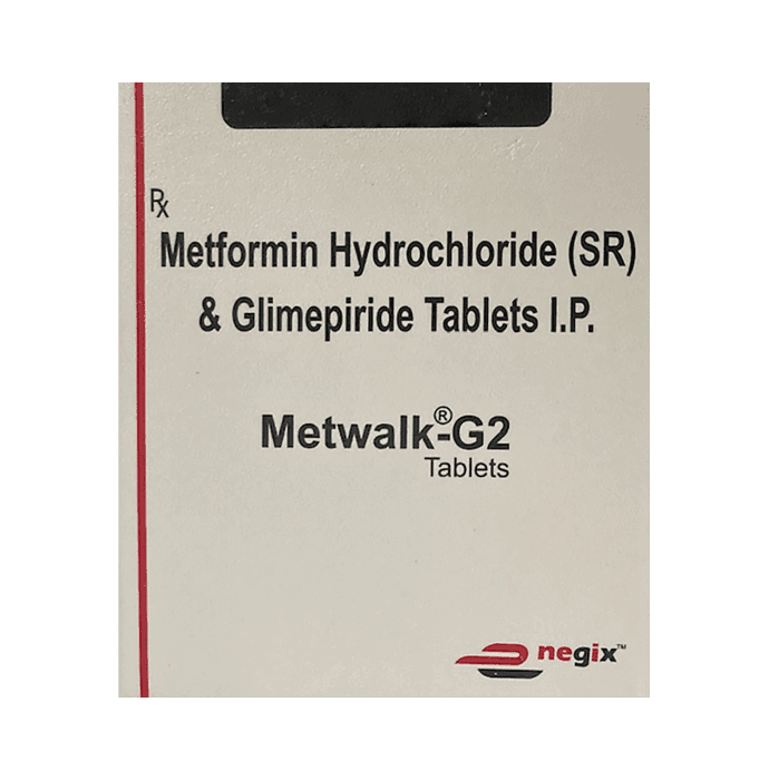 Metwalk G 2mg/500mg Tablet SR – Glimepiride (2mg) 2 mg by Enegix Healthcare — photo 1 of 2