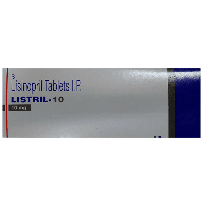 Listril 10 Tablet – Lisinopril (10mg) 10 mg by Torrent Pharmaceuticals Ltd — photo 1 of 2