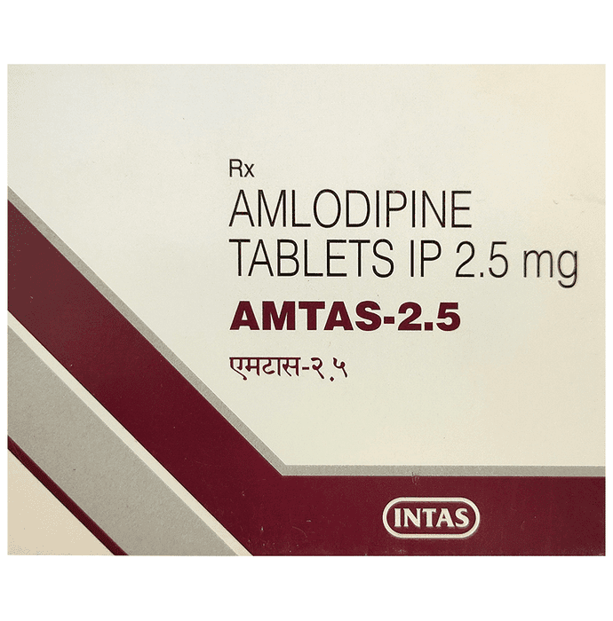 Amtas 2.5 Tablet – Amlodipine (2.5mg) 2.5 mg by Intas Pharmaceuticals Ltd — photo 1 of 5