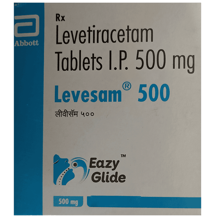 Levesam 500 Eazy Glide Tablet – Levetiracetam (500mg) 500 mg by Abbott — photo 1 of 3