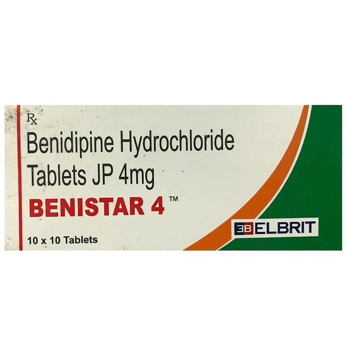 Benistar 4 Tablet – Benidipine (4mg) 4 mg by Elbrit Life Sciences — photo 1 of 2