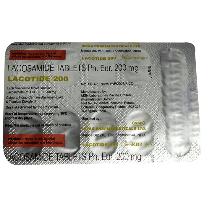 Lacotide 200mg Tablet – Lacosamide (200mg) 200 mg by Intas Pharmaceuticals Ltd — photo 1 of 2