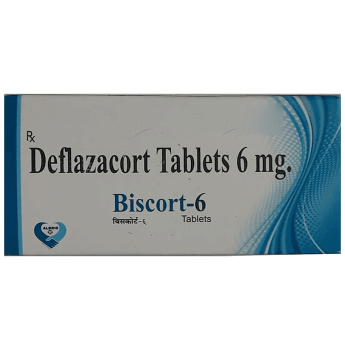 Biscort 6 Tablet – Deflazacort (6mg) 6 mg by Albris Healthcare And Biotech Pvt Ltd — photo 1 of 2