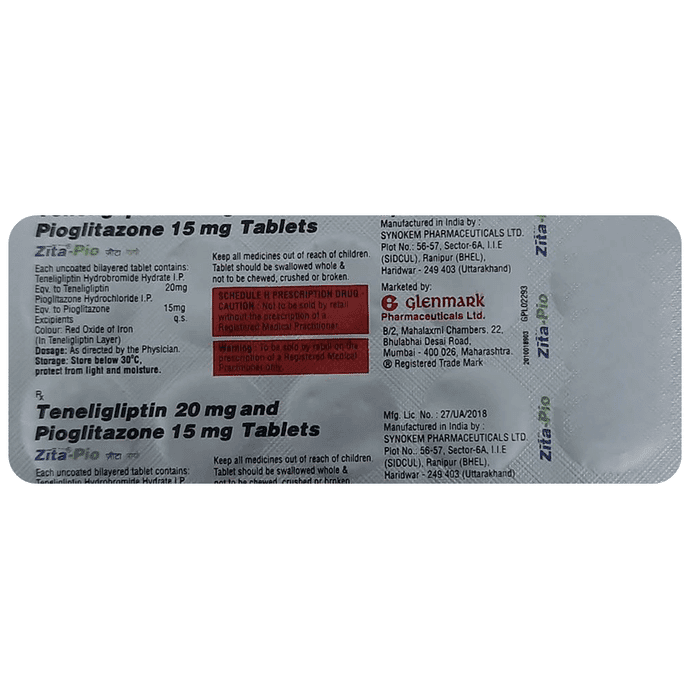Zita-Pio Tablet – 364a9f1d-66c7-453e-be86-4b0e514bf485 by Glenmark Pharmaceuticals Ltd — photo 1 of 2