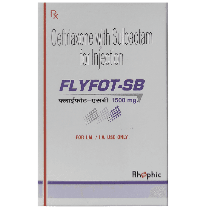 Flyfot-SB 1500mg Injection – Ceftriaxone (1000mg) 1500 mg by Rhophic Health Care — photo 1 of 3