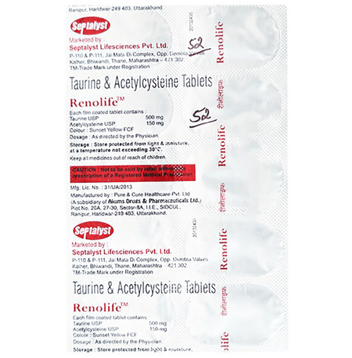Renolife Tablet – 2df30fdf-86a1-4f55-bbc1-6dbf9421752c by Septalyst Lifesciences Pvt.Ltd.