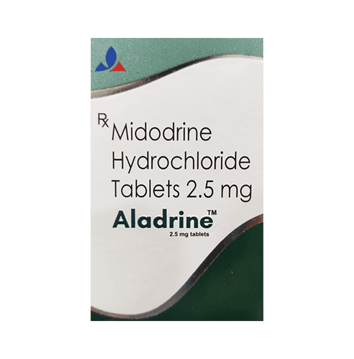 Aladrine 2.5mg Tablet – Midodrine (2.5mg) 2.5 mg by Waterley Pharmaceuticals Pvt Ltd — photo 1 of 6