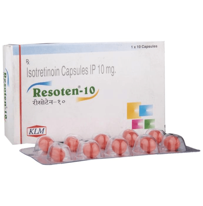 Resoten 10 Capsule – Isotretinoin (10mg) 10 mg by KLM Laboratories Pvt Ltd — photo 1 of 5