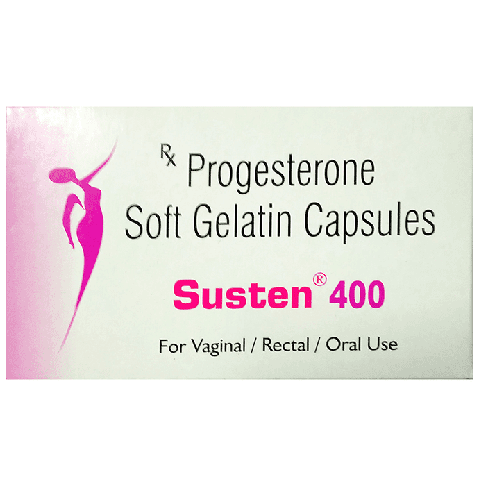 Susten 400 Soft Gelatin Capsule – Progesterone (Natural Micronized) (400mg) 400 mg by Sun Pharmaceutical Industries Ltd — photo 1 of 2