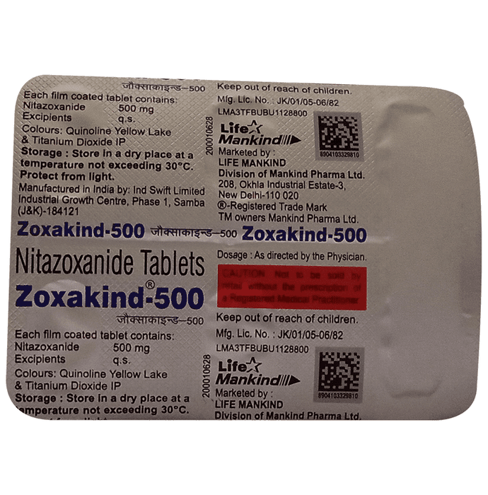 Zoxakind 500 Tablet – Nitazoxanide (500mg) 500 mg by Mankind Pharma Ltd