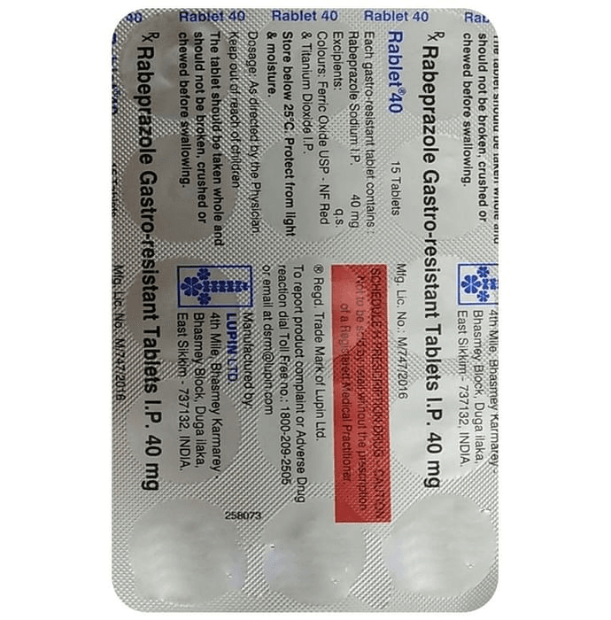 Rablet 40 Tablet – 887e0df2-b05a-4c06-9a8e-62aa2ab839bd by Lupin Ltd — photo 1 of 2