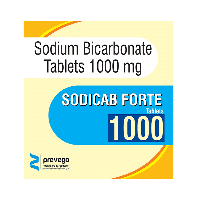 Sodicab Forte 1000 Tablet – Sodium Bicarbonate (1000mg) 1000 mg by Prevego Healthcare & Research Private Limited — photo 1 of 2