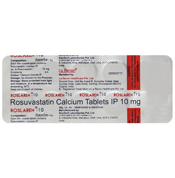 Roslaren 10 Tablet – Rosuvastatin (10mg) 10 mg by La Renon Healthcare Pvt Ltd — photo 1 of 2