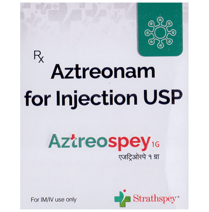 Aztreospey 1G Injection – Aztreonam (1000mg) 1 g by Strathspey Labs Pvt Ltd — photo 1 of 3