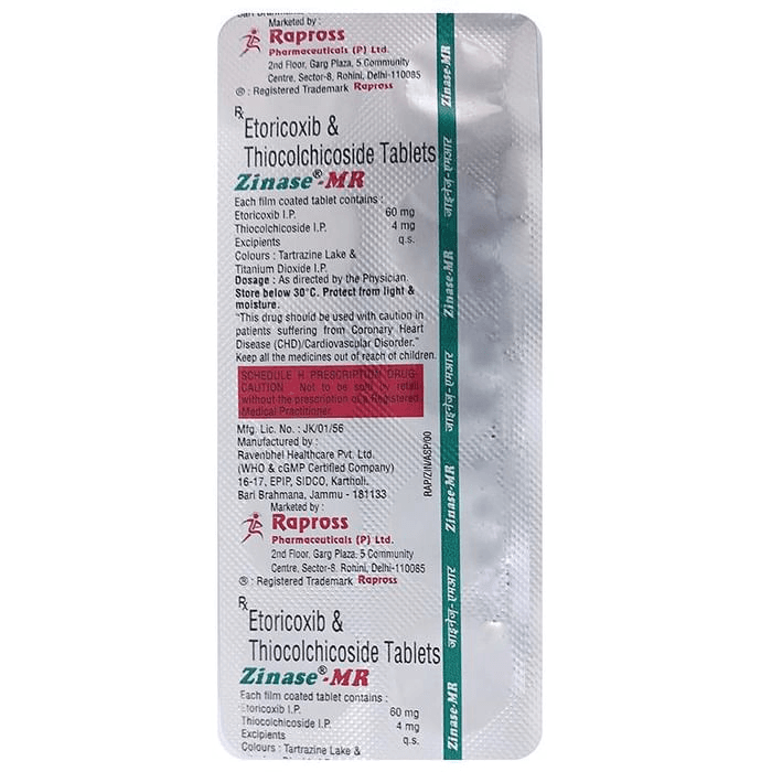 Zinase-MR Tablet – Etoricoxib (60mg) by Rapross Pharmaceuticals Pvt Ltd — photo 1 of 2